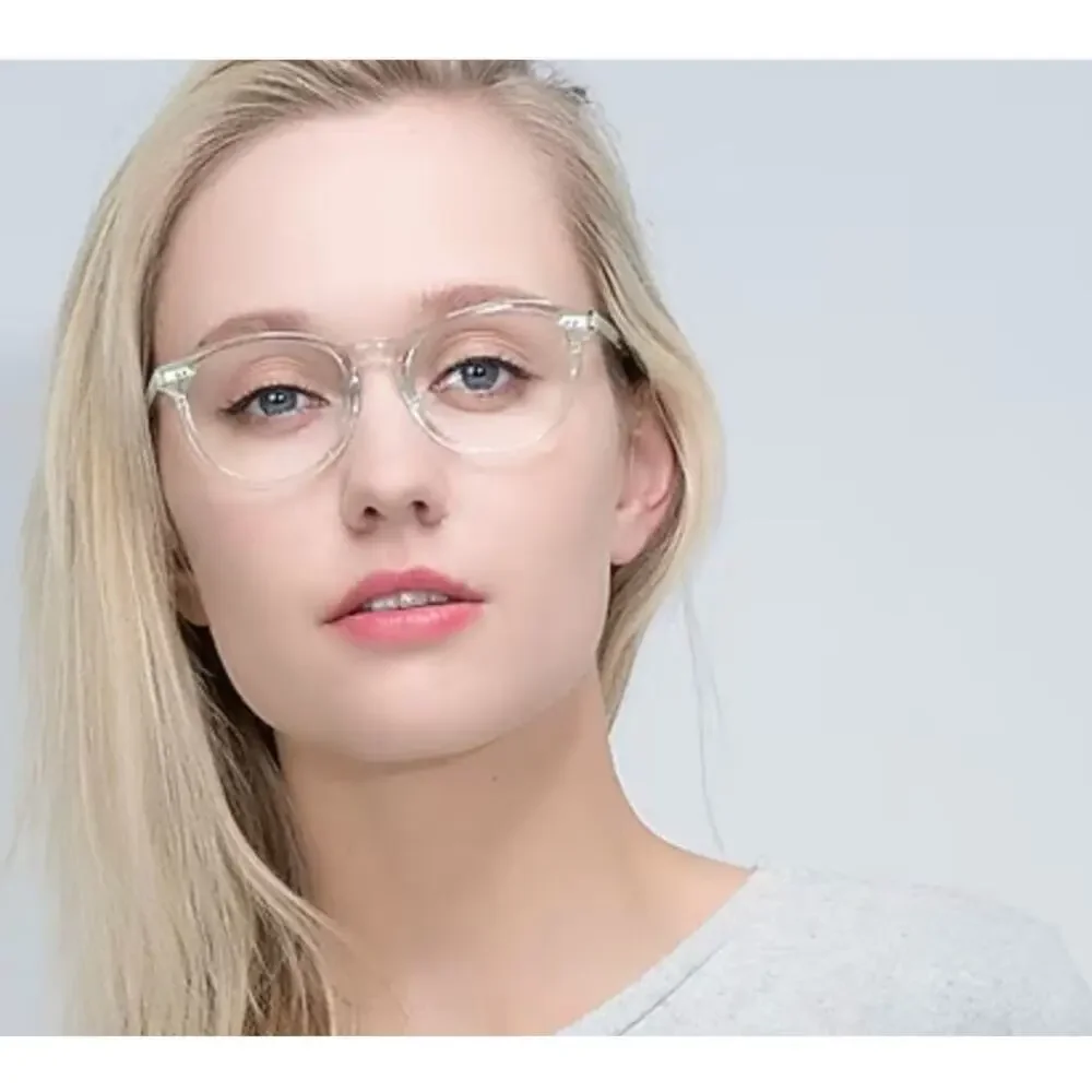 RFLKT Aura Eyeglass Frames Round Clear Blue Keyhole Acetate 50-19-140 Medium